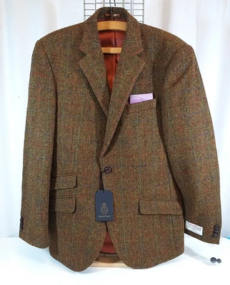Harris Tweed country sports jacket 38R unworn with tags  - dark tan RRP £225 - Image 1 of 4