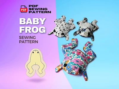 Baby Frog Sewing Pattern: Stuffed Toad Bean Bag Toy (PDF) - Image 1 of 4
