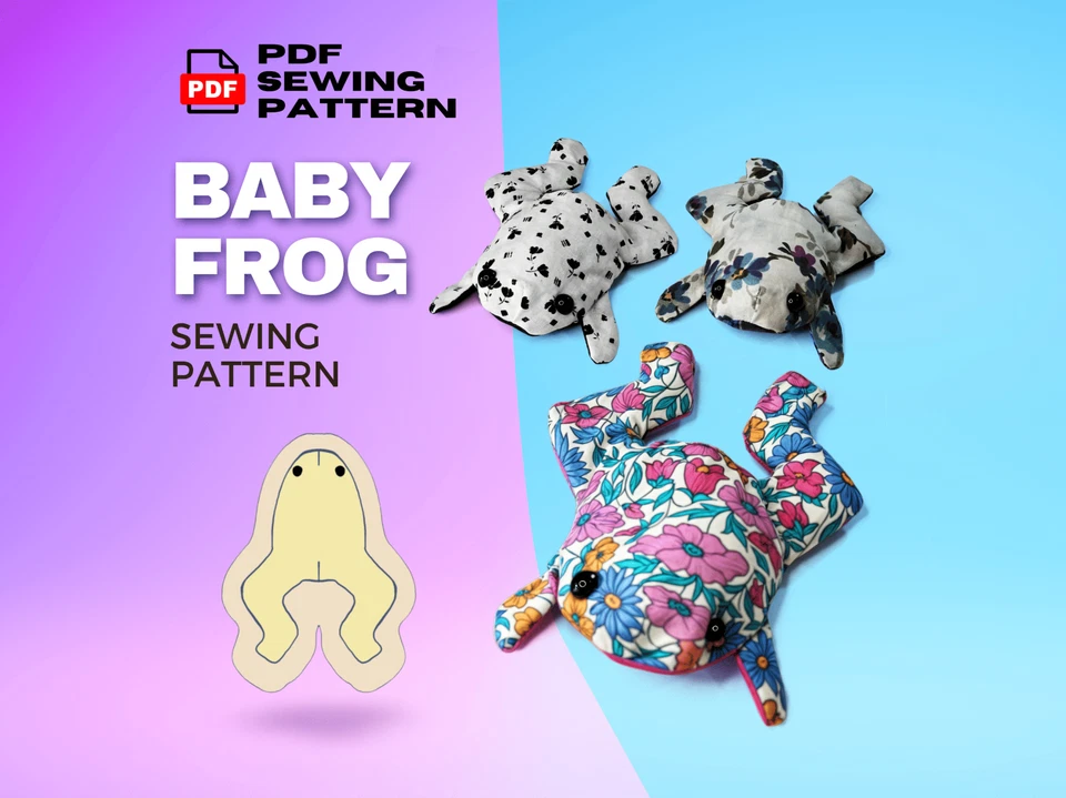 Baby Frog Sewing Pattern: Stuffed Toad Bean Bag Toy (PDF) - Image 1 of 4