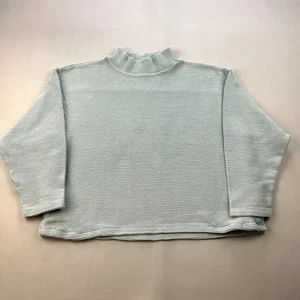 Madewell Sweater Womens Large Seafoam Green Cowl Mock Neck Ribbed Boxy Crop Fit - Picture 1 of 10
