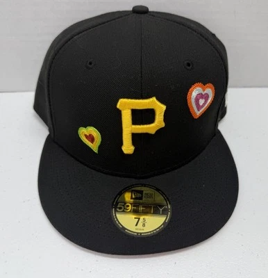 NWT Pittsburgh Pirates New Era Fitted Hat Chain Stitch Hearts Pink UV Size 7 1/8 - Image 1 of 4