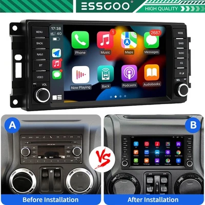 For Jeep Wrangler Dodge Chrysler 4+64GB Android 14 Carplay Car Stereo Radio GPS - Image 1 of 4