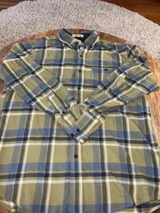 Camicia di flanella LL Bean uomo media leggermente aderente outdoor escursionismo plaid verde - Foto 1 di 6