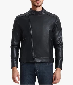 WULFUL Herren Lederjacken, Faux Bomberjacke für Männer Motorrad Revers Medium - Bild 1 von 5