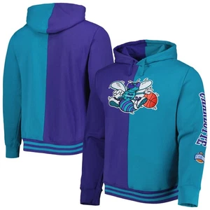 Para hombres Mitchell & Ness púrpura/verde azulado New Orleans Hornets madera dura grande y alta - Imagen 1 de 3