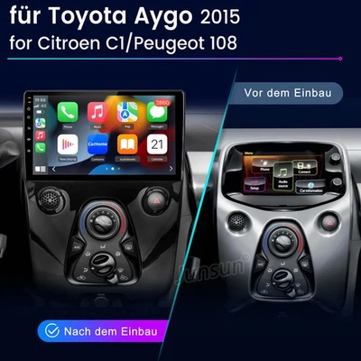Android 14 DAB+ Carplay Für Toyota Aygo Citroen C1/Peugeot 108 Autoradio 4+64GB - Bild 1 von 4