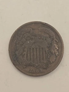 1864 2 Cent Piece US 2 Cent - Picture 1 of 6