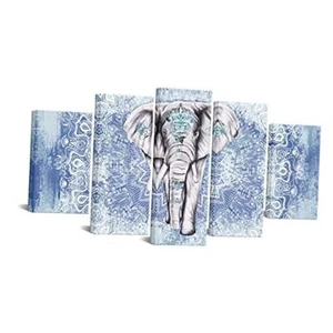 Elephant Wall Art Blue Elephant Pictures Prints on Canvas Mandala Animal - Picture 1 of 7