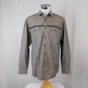 INC Men's Faux-Leather Trim Logan Cotton Button-Up Shirt - Mauve, Medium #2668 - Picture 1 of 10