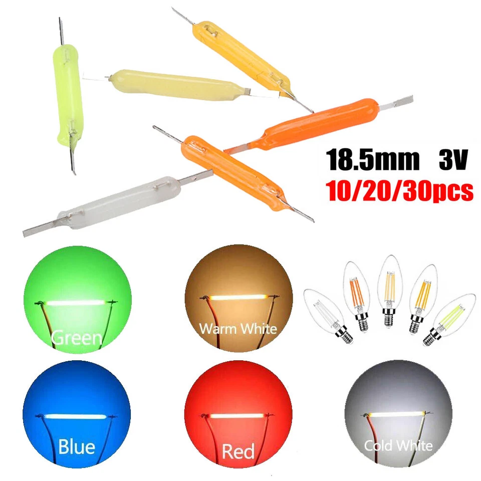 3V 18.5mm LED Filament Lamp Lights For Edison Bulbs Home Lighting 10/20/30pcs - Image 1 of 4