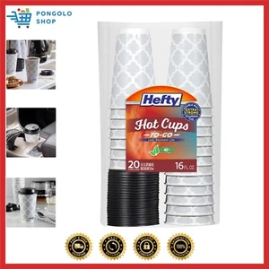 Paper Disposable Hot Cups with Lids, 16 Ounce, 20 Count - Picture 1 of 8