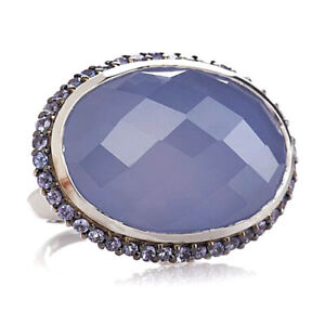 HSN Rarities Sterling Silver Blue Chalcedony & Tanzanite Ring Size 8 $958
