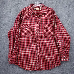 Big Mac Flannel Shirt Mens L Large Red Plaid Long Sleeve Button Up Collared - Picture 1 of 10