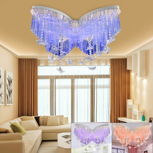 Modern LED Crystal Ceiling Light Butterfly Chandelier Lamp Fixtures