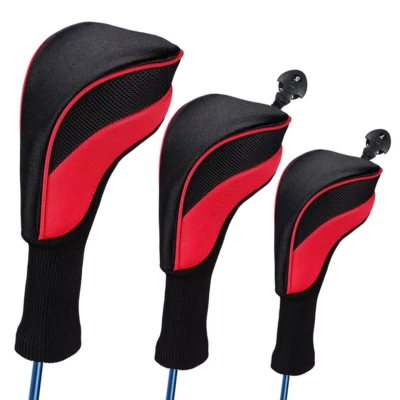 1/3/4pcs Long Neck Retro Golf Club Head Cover Driver Fairway Wood Hybrid + Tags - Image 1 of 4