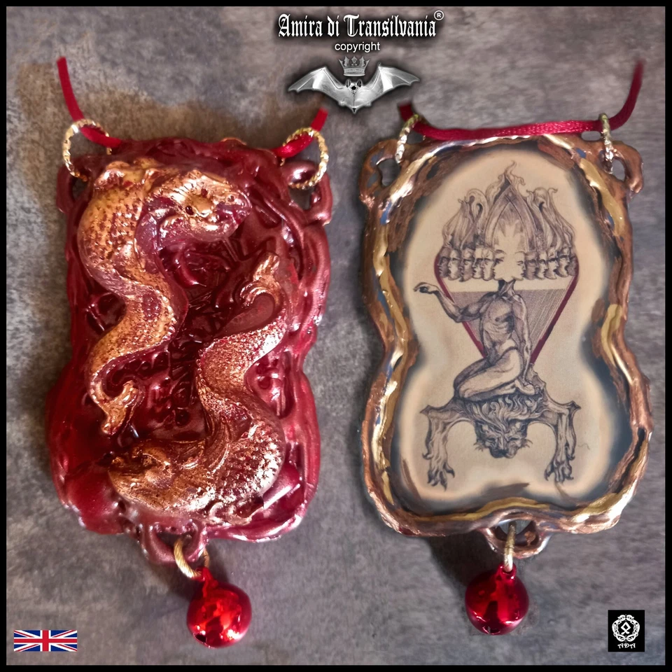 Joyería gótica oscura talismán collar amuleto colgante cara mágica dragón fuego león Foto 1 de 4