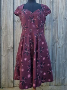 Chic Star Burgundy and Pink Vintage Style Dress Size M, Cotton - Picture 1 of 2