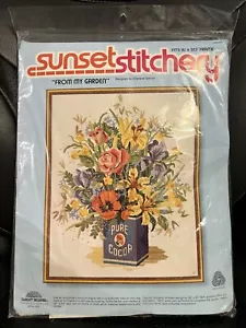 FROM MY GARDEN Vintage Crewel Embroidery Kit Floral Arrangement Still Life - Picture 1 of 4