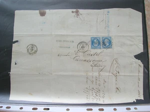 FRANKREICH KONVOLUT 2 ALTE BRIEFE 1860ER JAHRE KOPFMONTAGE BECHE! (E83) - Bild 1 von 1