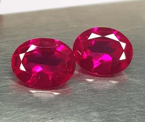 AAA Flawless Blood Red Mozambique Ruby Oval Shape Pair Loose Gemstone Cut - Picture 1 of 7