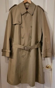 VTG Oleg Cassini Trench Coat ~Men's~Button~Full Length~Tan~Sewn-in Lining~42 Reg - Picture 1 of 9