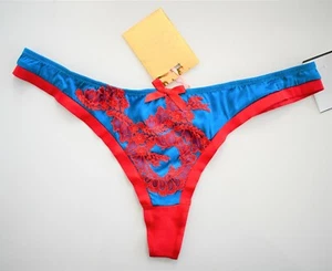 $390 AGENT PROVOCATEUR SOIREE *LOTTUS* Turquoise Red THONG Panties 2/S - Picture 1 of 5