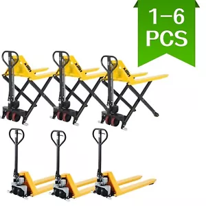1-6UNITS High Lift Manual Pallet Jacks Trucks 31.5" Lift 2200lb Load Cap. 45x21" - Picture 1 of 15