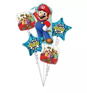 Happy Father's Day, Super Mario Father Balloon Bouquet 5 Pack - Picture 1 of 1