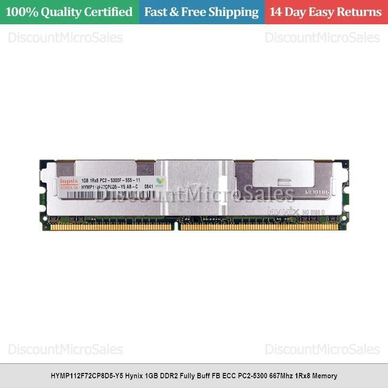 HYMP112F72CP8D5-Y5 Hynix 1GB DDR2 Fully Buff FB ECC PC2-5300 667Mhz 1Rx8 Memory - Image 1 of 1