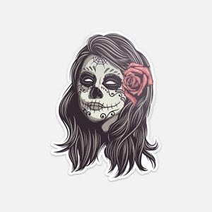 Sugar Skull Girl Dia De Los Muertos Mexican Day Of The Dead Vinyl Sticker Decal - Picture 1 of 1