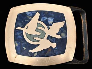 Tech Ether Guild "Migration" Geese Ducks Solid Brass Vintage Hippie Belt Buckle - Picture 1 of 3
