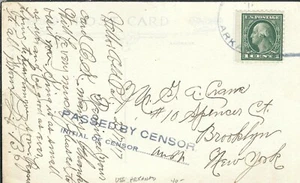 USS Arkansas BB-33 to Brooklyn, NY 1918, Censored (N7218) - Picture 1 of 1