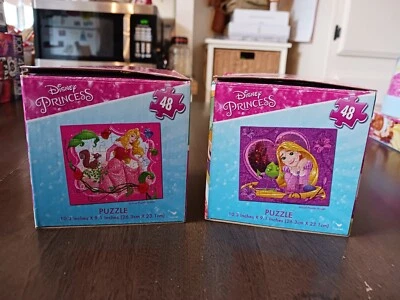 2 Different Disney Princesses Rapunzel & Aurora 48 Piece Puzzles Complete - Image 1 of 4
