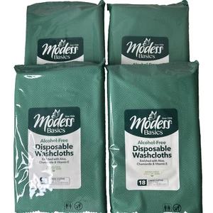 (4) MODESS Alcohol Free Disposable Washcloths 18 each-NEW! - Picture 1 of 2