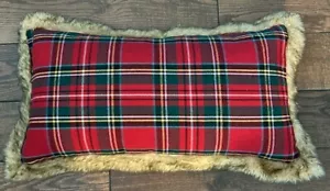 Cuscino lombare Newport ROSSO PLAID ECOPELLICCIA inserto piume d'anatra - Foto 1 di 7
