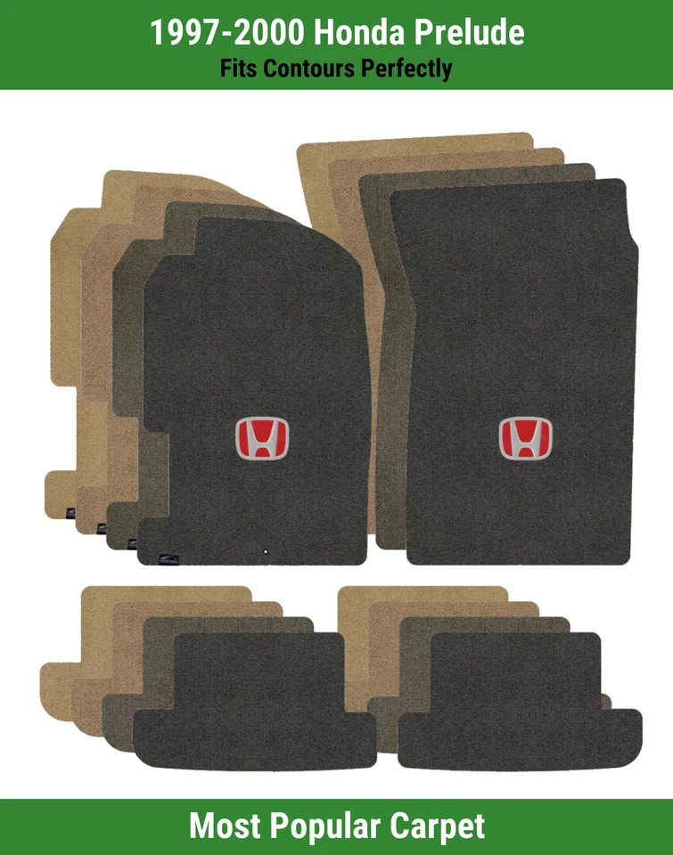 Alfombrillas delanteras y traseras Lloyd Ultimat para Honda Prelude 97-00 con Honda H rojo sobre negro Foto 1 de 4