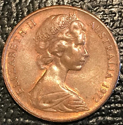 SOME TONING AU+ 1972 AUSTRALIA AUSTRALIAN-TWO CENTS FRILLED LIZARD COIN-MAR406 - Image 1 of 2