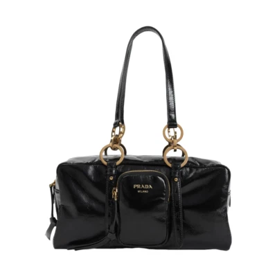 PRADA Dangle Medium $3500 Black Leather Top Handle Bag New & Authentic - Image 1 of 3