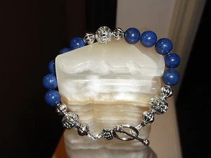 PULSERA DE CUENTAS DE LAPISLÁZULI AZUL HECHA A MANO 8 1/2" 10 MM HECHA A MANO - Imagen 1 de 9