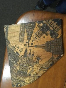 Cool legno di New York arte pirografica del paesaggio urbano di artista locale non firmato - Foto 1 di 11