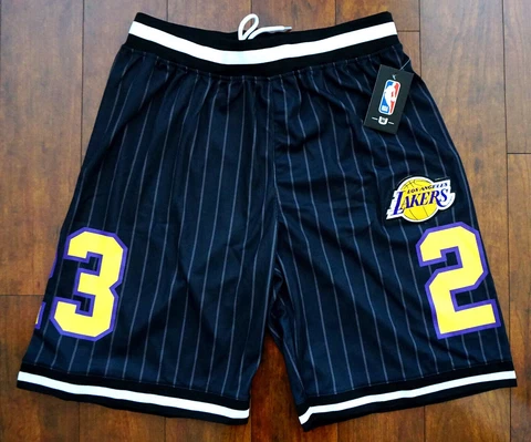 Los Angeles Lakers NBA Basketball Shorts Lebron James 23 Pin Stripes Medium NEW Cover