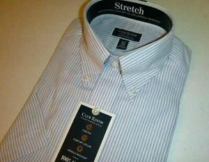 club room mens performance short sleeve cotton stretch dress shirt sz: Med 15. - Picture 1 of 4
