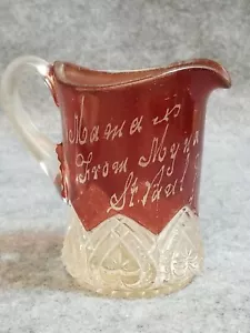 Vetro flash rubino St. Paul Minn. 1909, brocca/crema, motivo fascia cuore - Foto 1 di 6