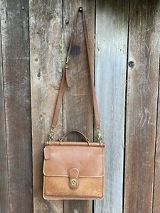 Vintage Coach Willis British Tan Leather Top Handle Crossbody Shoulder Bag 9927 - Picture 1 of 11
