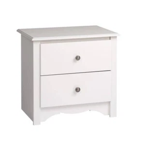 Prepac Nightstand 16"x23.25"x21.75" 2-Drawer White Wood Storage Durable Indoor - Picture 1 of 6