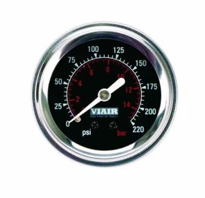 Bolsas de suspensión neumática con calibre facial negro Viair 220 psi de aguja única 90090 - Imagen 1 de 1