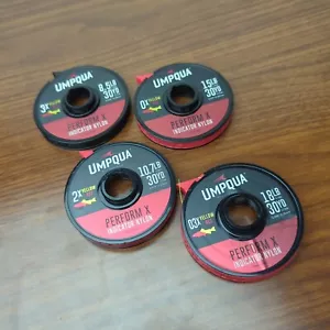 UMPQUA Perform X Indicatore Rosso Giallo Nylon Punta LOTTO DI (4) - 3X, 2X, 0X, 03X! - Foto 1 di 6