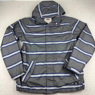 Chaqueta de Snowboard Foursquare Para Hombre Grande Capucha de Esquí Microshield Rayas Gris Foto 1 de 4