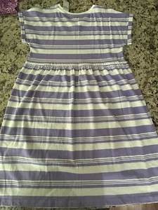 Girls XL 12 Gap Kids Dress Purple White Stripes New W Tags Short Sleeve - Picture 1 of 4