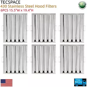 Filtros de campana de acero inoxidable para cocina Ginkman comercial 6 piezas 15,5" W x 19,4" H - Imagen 1 de 9